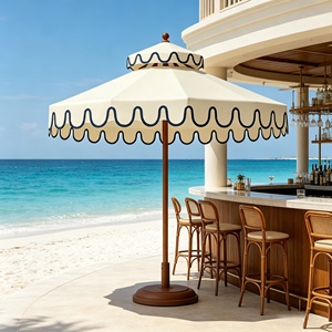Parasol de jardin de luxe festonné 9 pieds, coupe-vent, double toit en acier, pour décoration de mariage - Product Image 4