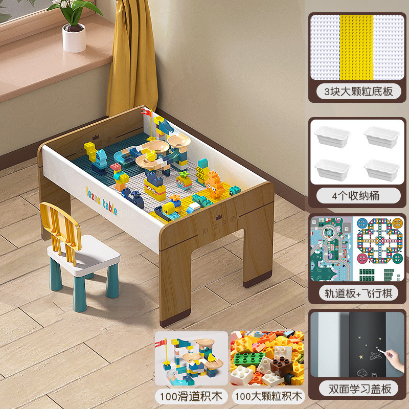 Table à grosses particules de 80 cm, 1 chaise, 100 blocs, 5 cadeaux.