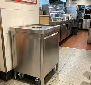 Carrito de Acero Inoxidable para Eliminación de Residuos de Restaurantes de Comida Rápida con Orificio Redondo de 220 mm, Contenedor de Residuos de Cocina Comercial para Hamburgueserías - Product Image 4