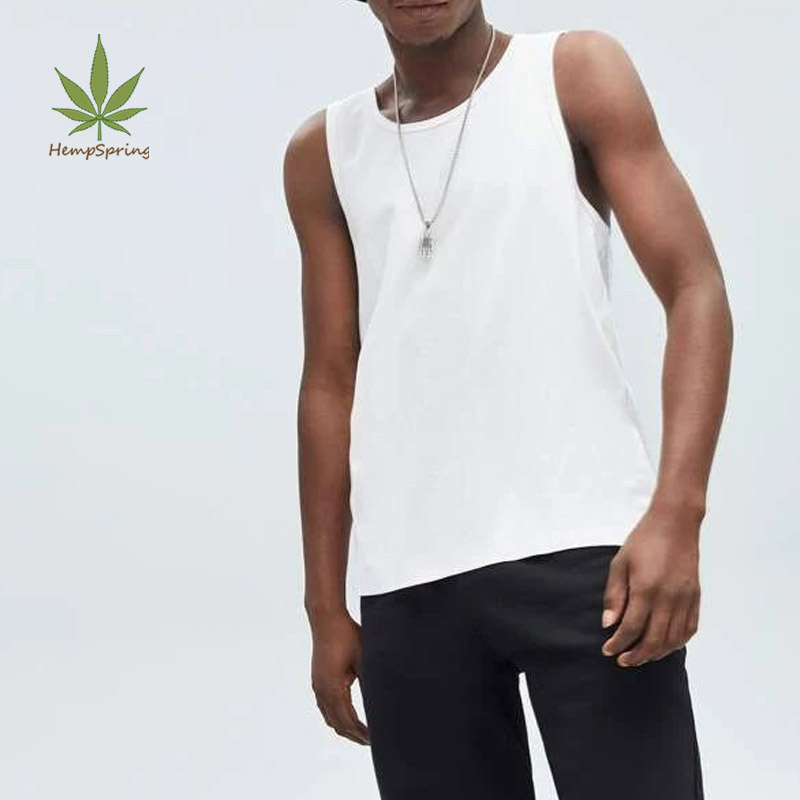 Hemp Organic Cotton tank Tops Men Custom Men's Tank Round Collar Mens Shirts Loose Yoga Tank Top Gyms Wear Clothing