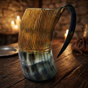 American Style Viking Horn <b>Mugs</b> Tankard Old Fashioned Christmas Party Celebration Use Table Decoration Natural Horn Beer <b>Mugs</b> - Product Image 1