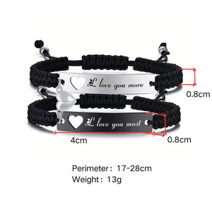 Pulsera de Cuerda Ajustable con Corazón Magnético de Acero Inoxidable 316L Antideslustre, Chapada en Oro de 14K y 18K, para Mujer - Product Image 3