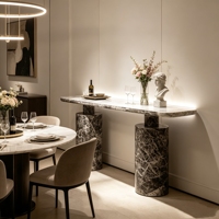 Luxuriöser Konsolentisch aus Naturmarmor mit Doppelzylinderbasis für Flur und Eingangsbereich in Villa und Hotel-Lobby