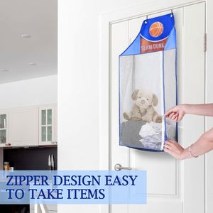 <b>Foldable</b> Mesh Over the Door <b>Laundry</b> <b>Basket</b> Hanging Basketball <b>Laundry</b> Hamper with Zipper - Product Image 6