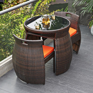 Mobili da esterno personalizzati tavolino in Rattan e due sedie per il tempo libero un tavolo da tre pezzi per balcone o cortile - Product Image 3