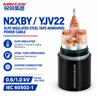 Kabel Daya Berlapis Baja 4 Inti N2XBY 4mm 10mm 16mm 35mm 50mm 0.6/1 KV Tembaga Berisolasi XLPE Berselaput PVC untuk Bawah Tanah Jarak 500m