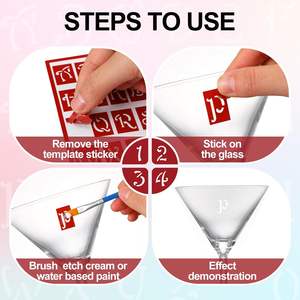 4 pochoirs réutilisables autocollants pour gravure sur verre ou estampage, pochoirs adhésifs réutilisables, chiffres gravés - Product Image 5