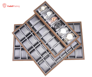 Sang Trọng 6 12 24 30 Khe Cắm Óc Chó Hạt Gỗ Đồng Hồ Lưu Trữ Khay Mens Đồng Hồ Hiển Thị Tổ Chức Khay Với Người Giữ Đồng Hồ - Product Image 1