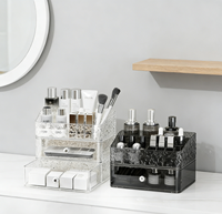 Ensemble de boîtes cosmétiques en plastique de qualité supérieure JX, organisateur de tiroir de bureau pour le maquillage et les soins de la peau - Style luxe léger, plusieurs couleurs, 17 pièces
