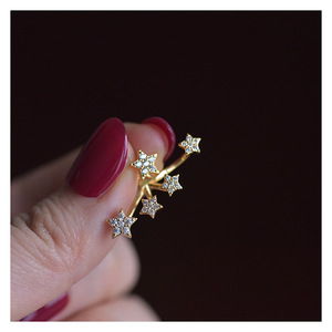 Pendientes de Plata de Ley S925 con Circonitas Blancas en Forma de Estrella, Pendientes Brillantes para la Oreja, Regalo de Joyería para Navidad, Cumpleaños, Boda - Product Image 3