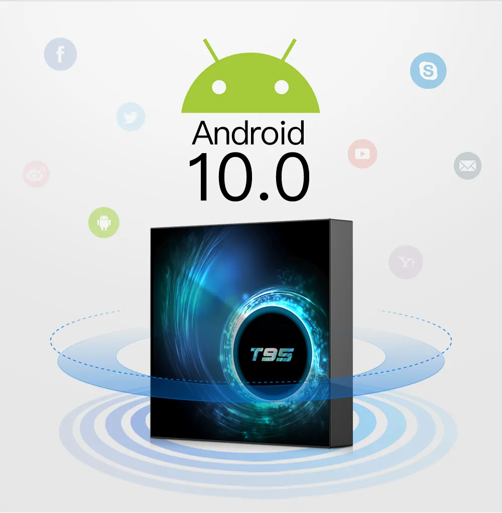 Asli Pabrik T95 H616 Android 10.0 Smart TV Box 2.4G WIFI Android 4K HDR 2GB RAM 16GB 32GB 64GB ROM Set-Top Box Media Player