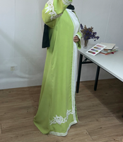 Abaya élégante et modeste R-871 avec dentelle et ensemble 2 pièces en crêpe respirant pour femmes musulmanes