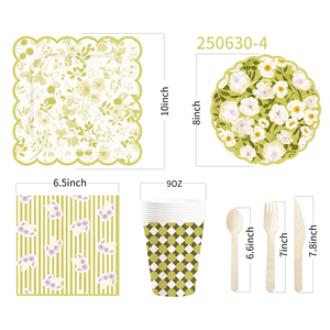 DAMAI Wildflower Theme Party Decoration Birthday Party Daisy <b>Paper</b> Plate Disposable <b>Paper</b> Plate Tissue Tableware Set - Product Image 5