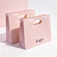 Sacs cadeaux en papier mat avec poignée découpée, lettrage circulaire gaufré, sacs de shopping personnalisés imprimés pour vêtements, bijoux, cosmétiques