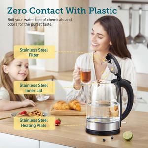 Bouilloire électrique en verre transparent pour thé et café, chauffe-eau avec arrêt automatique - Product Image 2