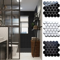 Volledige Porselein Zeshoekige Mozaïek Tegel Keramische Geglazuurde Frosted Badkamer Wc Keuken Balkon Zwart Wit Tegel