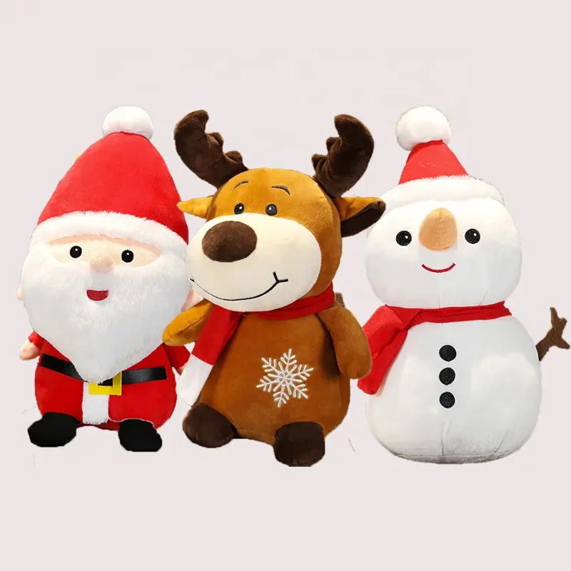 10Inch Kerst Knuffel Dier Pluche Kussen Santa Claus Sneeuw Man Hert Xmas Pluche Poppen Kinderen Nieuwjaar Cadeau