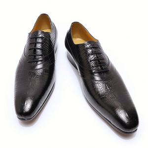 2026 New Men's Casual Leather Shoes Slip-On <b>Pointed</b> Toe Lightweight Anti-Slip Breathable Autumn Wedding Party Shoes - Product Image 4