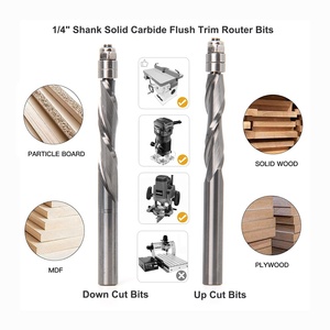 Fresa <span class=keywords><strong>de</strong></span> Recorte Plano - Espiral <span class=keywords><strong>de</strong></span> Corte Ascendente <span class=keywords><strong>de</strong></span> Carburo Sólido con Guía <span class=keywords><strong>de</strong></span> Rodamiento <span class=keywords><strong>de</strong></span> <span class=keywords><strong>Dos</strong></span> Filos para Recorte <span class=keywords><strong>de</strong></span> Patrones <span class=keywords><strong>de</strong></span> Madera, Vástago <span class=keywords><strong>de</strong></span> 1/4\" (6 mm) - Product Image 3