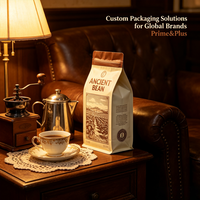 Sachet de café imprimé sur mesure, refermable avec fermeture éclair, pour emballage alimentaire, idéal pour coffret cadeau de grains torréfiés de qualité supérieure 250g
