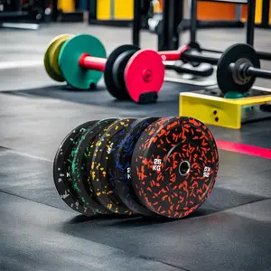 Colored Camouflage Rubber Bumper Barbell Plates Set Gym-Grade Weight Plates