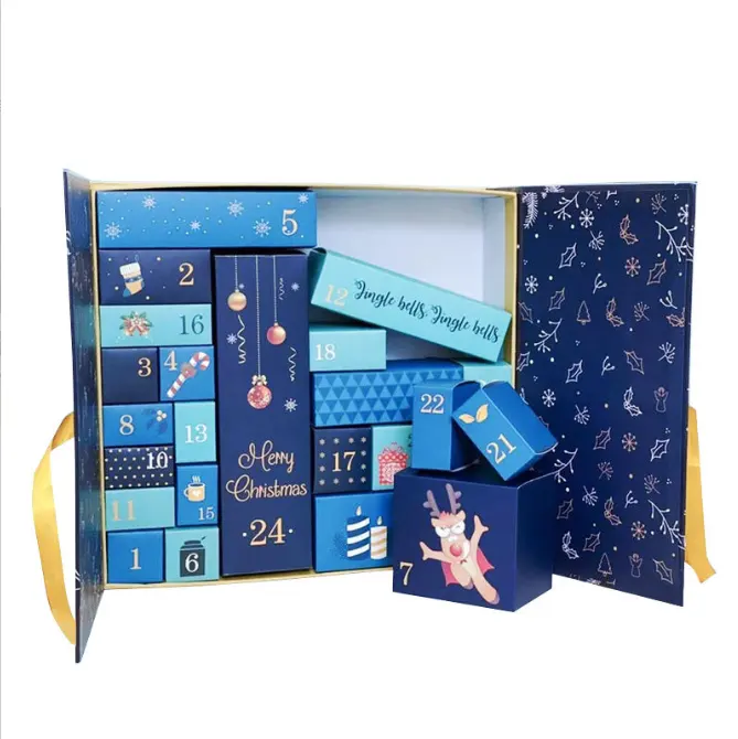 New Design Diy Price Mini Golden Supplier Empty Packaging Countdown Custom Christmas Calendar Advent Boxes