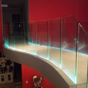 Khung Thiết Kế Tuyệt Vời Ít Kính Cường Lực Ban Công Lan Can Với Nhôm U Kênh Kính Lan Can Hệ Thống Với Ánh Sáng LED - Product Image 4