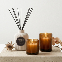 Coffret Cadeau d'Aromathérapie Minimaliste Moderne AIKUN : Diffuseur à Bâtonnets et Bougie en Cire de Soja pour Mariage, Fêtes et Parfum d'Ambiance