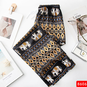 Vêtements pour femmes <span class=keywords><strong>Pantalon</strong></span> d'été à lacets avec peinture à l'encre <span class=keywords><strong>Pantalon</strong></span> décontracté pour dame <span class=keywords><strong>Pantalon</strong></span> long droit à cordon de serrage <span class=keywords><strong>Pantalon</strong></span> à taille haute et à jambes larges - Product Image 6