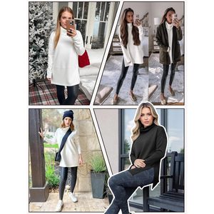 Sweat-shirt surdimensionné à col roulé pour femme, manches longues, coupe ample, fentes latérales, pull décontracté - Product Image 6
