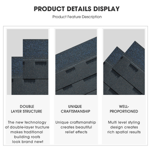 Оптовая продажа высококачественных двухслойных Асфальтовых Плиток кровельных материалов и водонепроницаемых строительных кровельных плиток от завода - Product Image 3