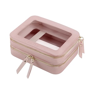 กระเป๋าใส่เครื่องสำอางแบบซิปใส PVC ขายส่ง กระเป๋าเครื่องสำอางสำหรับเดินทางทำจากหนัง PU - Product Image 1