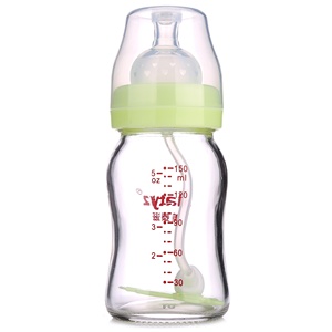 Bouteille de sucette en verre <span class=keywords><strong>anti</strong></span>-<span class=keywords><strong>colique</strong></span> OEM de 150ml avec conception d'impression animale sans BPA à petite bouche pendant 0 à 12 mois - Product Image 3