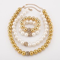 Ensemble de bijoux Bohème Extravagant en acrylique multicouche avec perles, collier et bracelet, chaîne à grosses boules en alliage, idéal pour mariages, fêtes et cadeaux