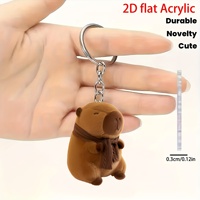 Porte-clés Capybara Adorable en Acrylique, Pendentif Animal de Dessin Animé, Breloque pour Sac, Décoration, Cadeau pour Sac à Dos, Clés de Voiture, Anniversaire, Noël
