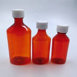 Пластиковая бутылка из ПЭТ янтарного цвета для жидких лекарств, 1, 2, 3, 4, 6, 8 унций, с овальной крышкой с защитой от детей - Product Image 4