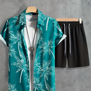 2025 Summer <strong>Men's</strong> Beach <strong>Shirts</strong> Surfing Quick-drying Short Sleeve Floral Coconut Palm Beach Hawaii Loose <strong>Shirt</strong> - Product Image 3
