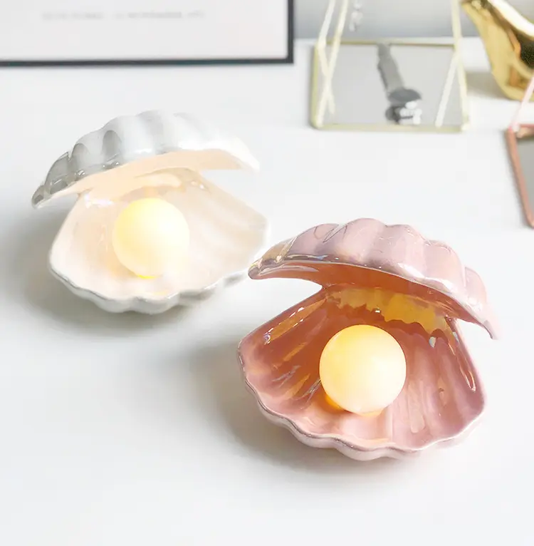 LED Shell Pearl Nachtlicht Fairy Muschel Keramik Nachttisch lampen Shell Lampe für Home Aesthetic Room Decor