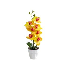 Orchidée Phalaenopsis Artificielle en Pot, 7 Têtes, en Caoutchouc Souple, Décoration de Bureau avec Galets, Texture Réaliste au Toucher - Product Image 5