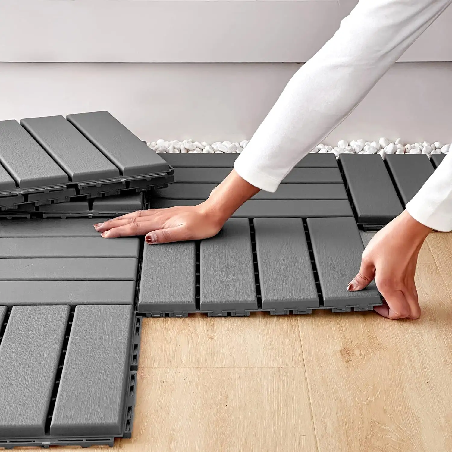 DIYInterlocking Deck Tiles Outdoor para Varanda Nova solução para Flooring Boards