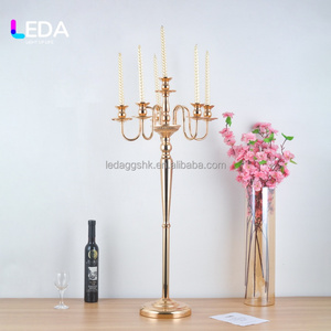 LEDA European Style Iron 5-arm Candelabra <b>Silver</b> Candle Holder Durable Wedding Banquet Centerpiece Events - Product Image 4