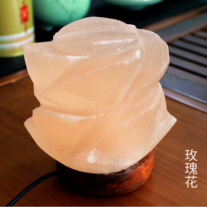Lampe de sel USB en pierre de l'Himalaya, sculptée à la main, purificateur, veilleuse, lampe en cristal de roche, base en bois, colorée, naturelle, appartement, CE - Product Image 3