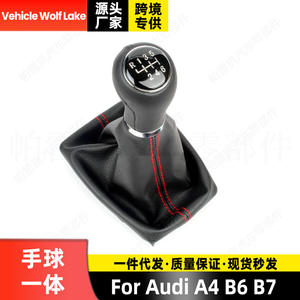 Poignée de levier de vitesse Vehicle Wolf Lake 6 vitesses en cuir noir avec surpiqûres rouges pour Audi A4 B6 B7 - Product Image 2