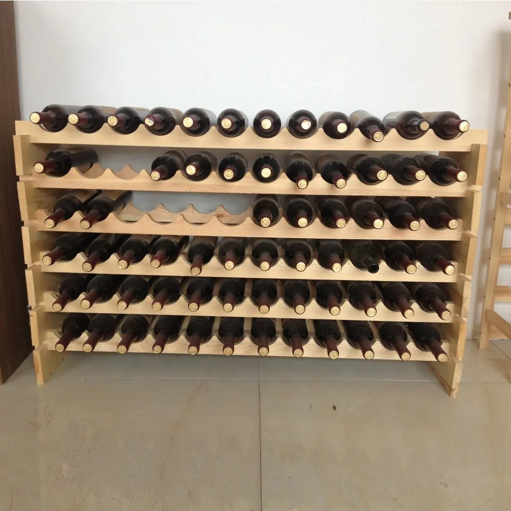 Cremalheira De Armazenamento De Vinho Empilhável Personalizado Para 72 Garrafa Modular Wine Rack De Exposição De Vinho De Madeira