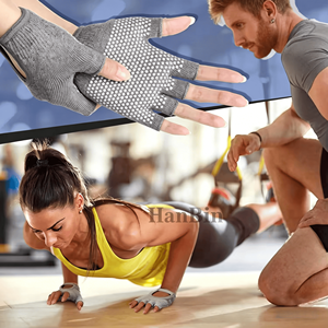 Gants de Pilates sans doigts en silicone pour femmes avec logo personnalisé, antidérapants - Sans soutien, pour Pilates, ballet, gym, entraînement, musculation - Product Image 5