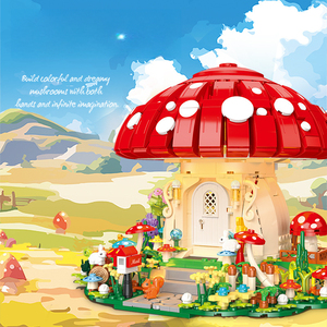Jie Star JJ9185 Magique <span class=keywords><strong>Village</strong></span> Architecture Creative Enfants Jardin Champignon Fée Maison Modèle Bricolage Led Lumière Blocs de Construction Ensembles - Product Image 4
