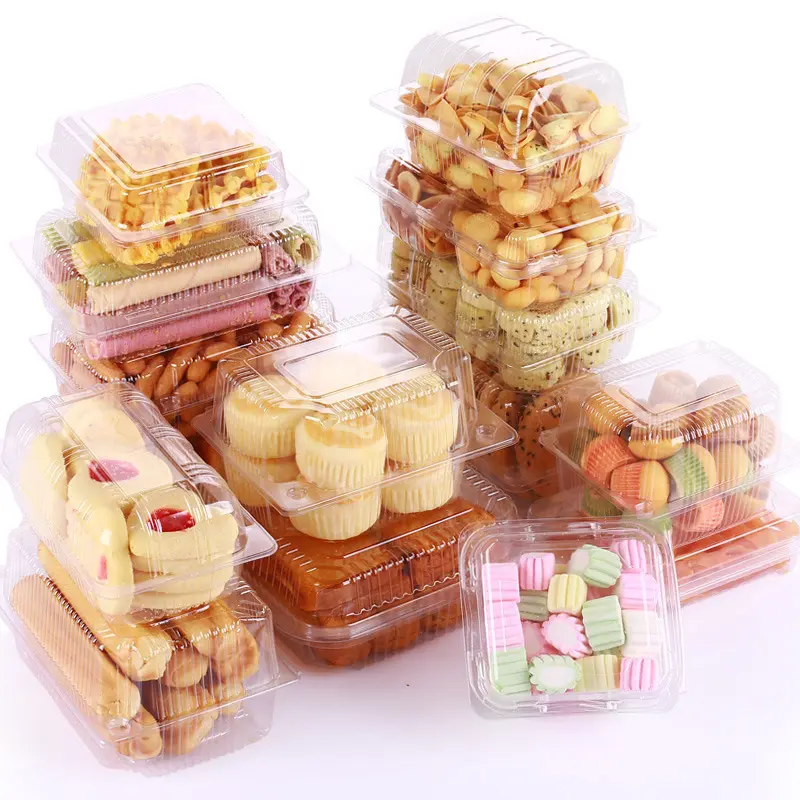 High Quality Disposable Clear PET Blister Food Packaging Container Cake Pastry Clamshell Plastic Box for Bakery