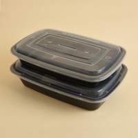 Conteneur rectangulaire pour plats à emporter en gros, 750 ml, 1000 ml, 1250 ml, boîte à lunch jetable en plastique PP de qualité alimentaire avec couvercle