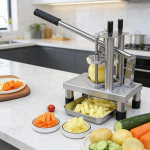 Coupe-frites portable durable et facile à utiliser en acier inoxydable 304, avec lames réglables manuellement, pour montage mural, trancheuse et hachoir à pommes de terre - Product Image 1