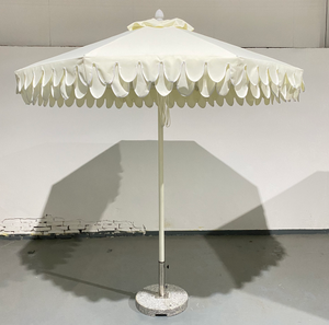 Sombrilla Octogonal Blanca de 9 Pies con Flecos Dobles Festoneados para <span class=keywords><strong>Patio</strong></span>, Terraza o Jardín - Product Image 4